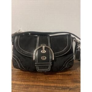 Vintage Coach SoHo Y2K Signature Flap Buckle Shoulder Bag/ Purse Black 10296